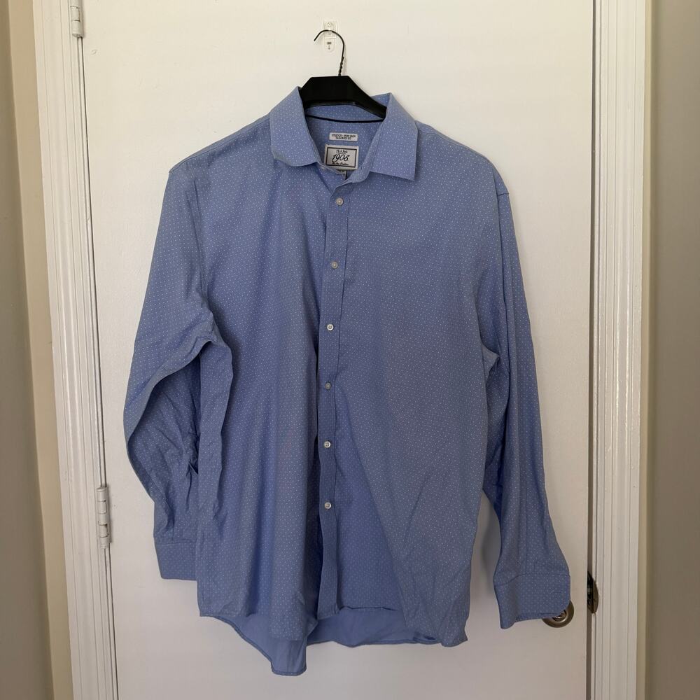 Jos. A Bank 1905 Stretch Non-Iron, Tailored Fit Blue Polka dot